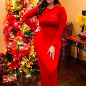 Elegant Red Long Sleeve Dress